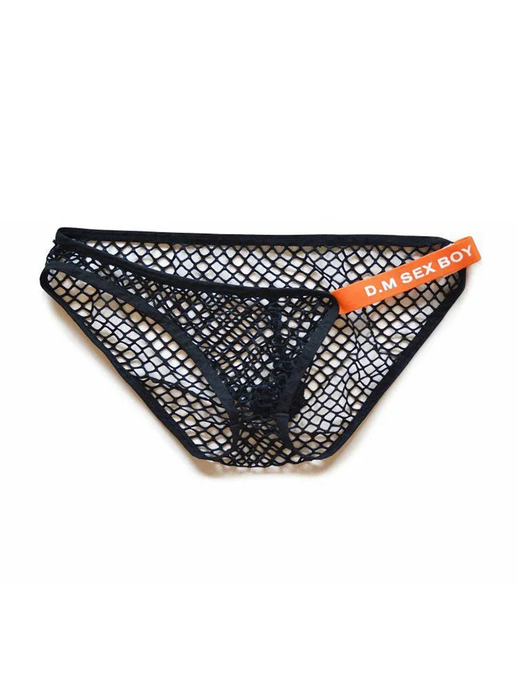 2 Pack Men's Low Waist Sexy Mesh Breathable Sports Transparent Briefs