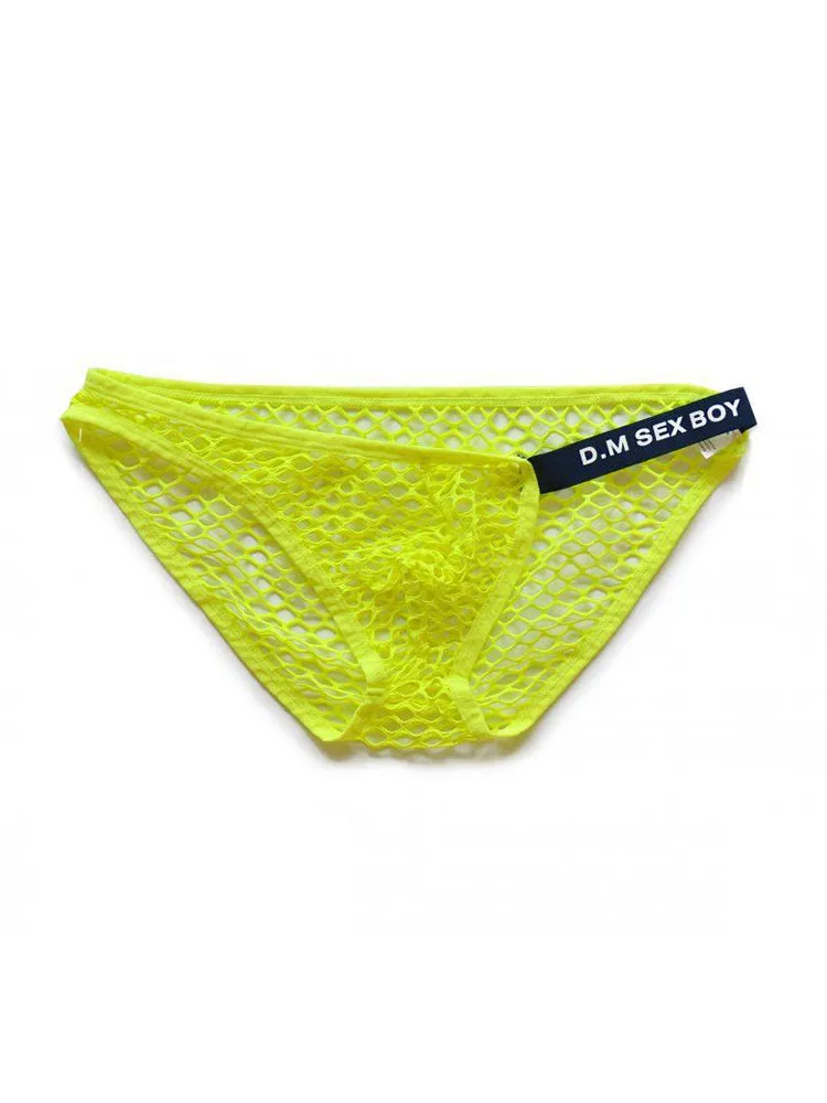 2 Pack Men's Low Waist Sexy Mesh Breathable Sports Transparent Briefs