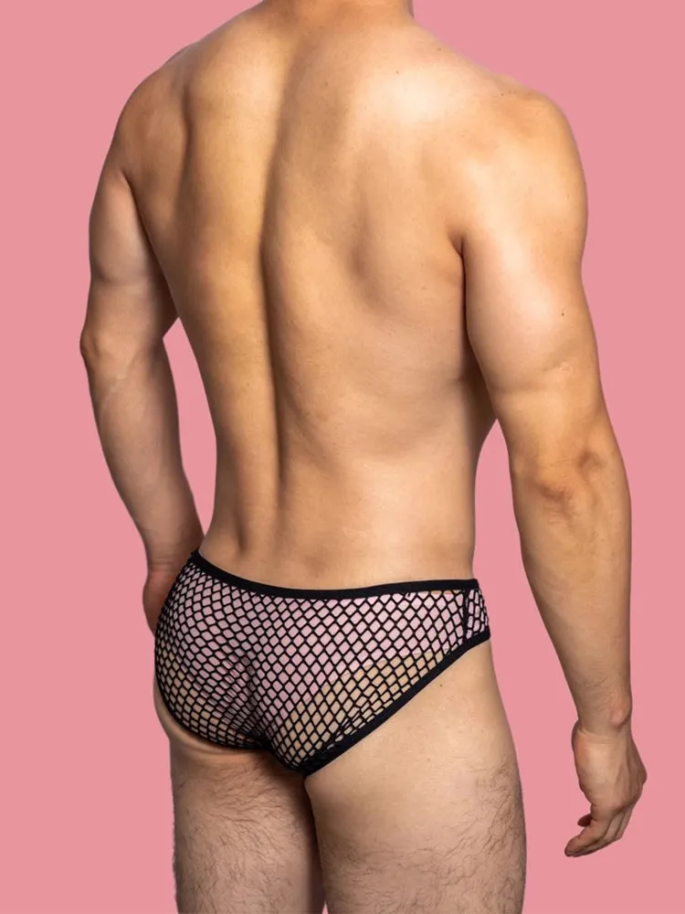 2 Pack Men's Low Waist Sexy Mesh Breathable Sports Transparent Briefs