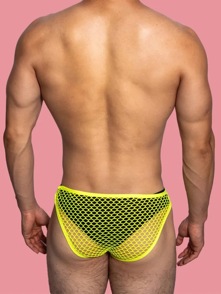 2 Pack Men's Low Waist Sexy Mesh Breathable Sports Transparent Briefs