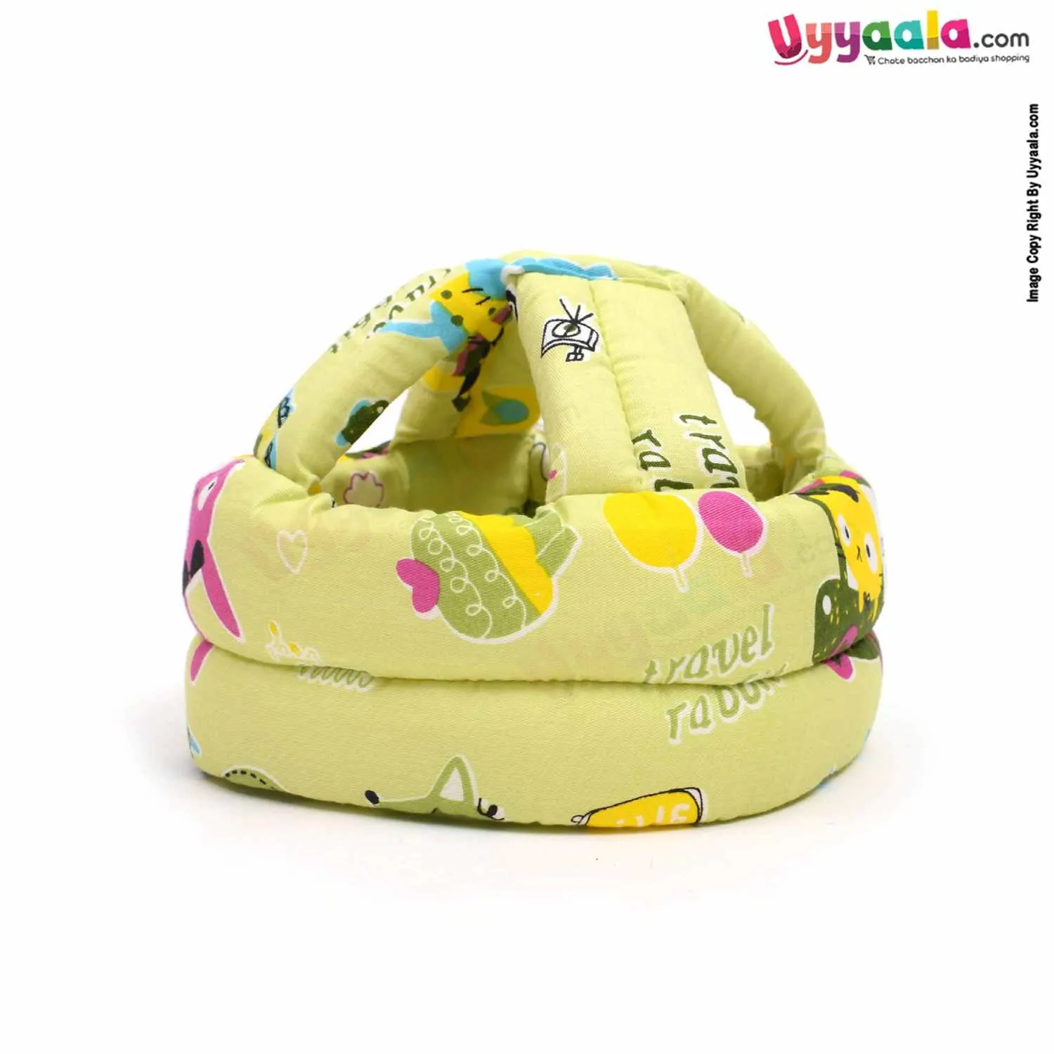 Baby Safety Helmet for Bump - Free Protection and 100% Cotton Rabbit Print,12-36m Age - Light Green