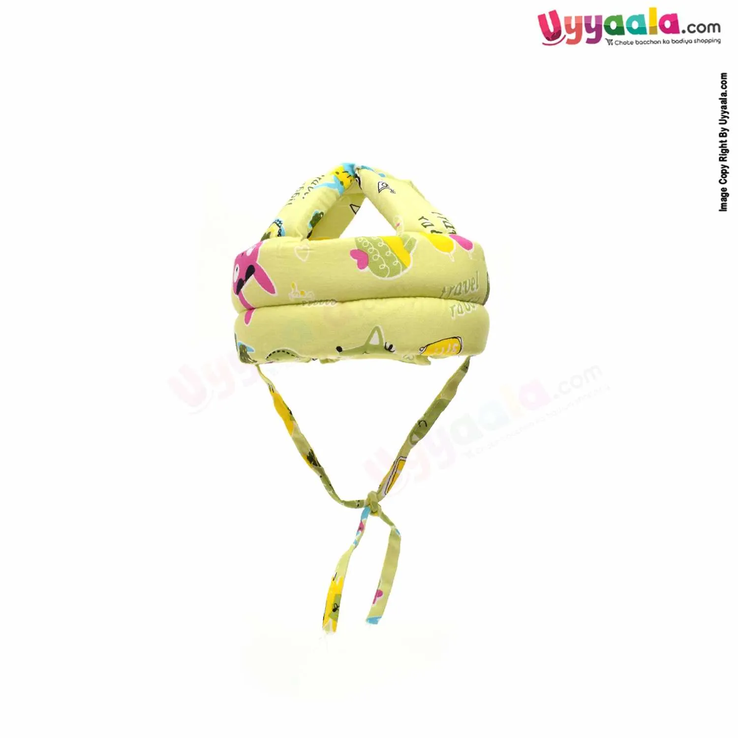 Baby Safety Helmet for Bump - Free Protection and 100% Cotton Rabbit Print,12-36m Age - Light Green