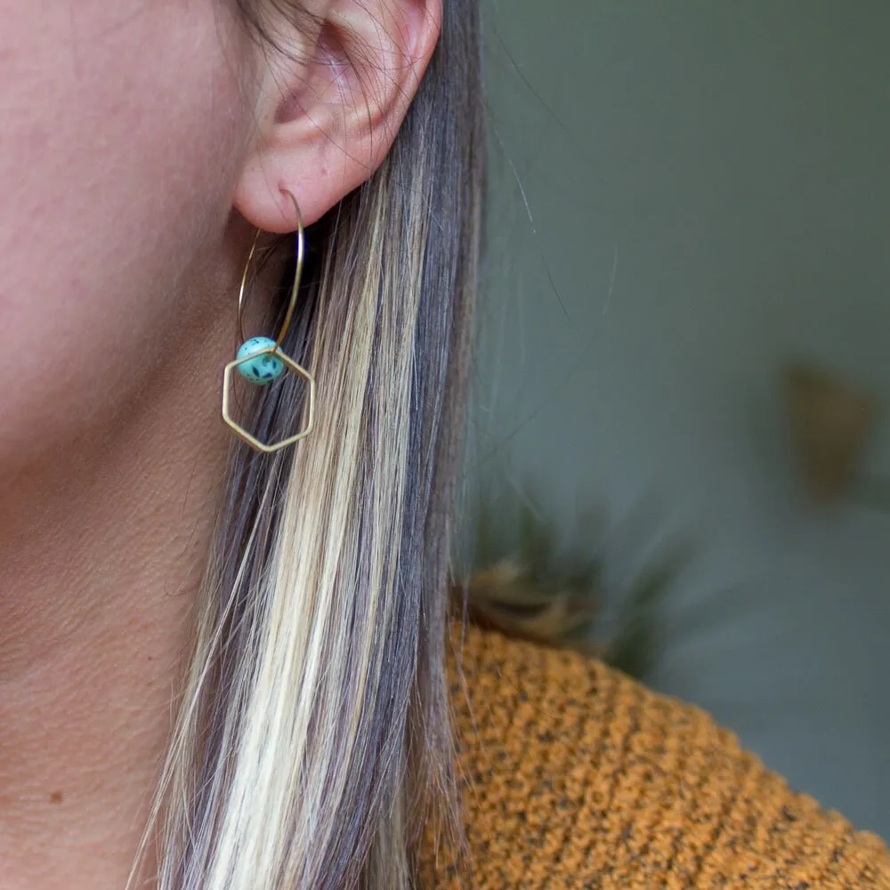 Blue and Gold Hoop Earrings