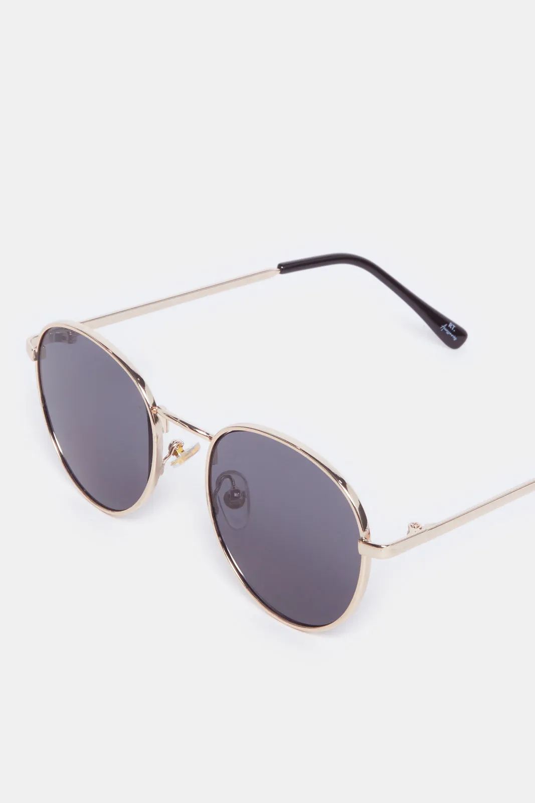 Boys Black Round Metal Sunglasses