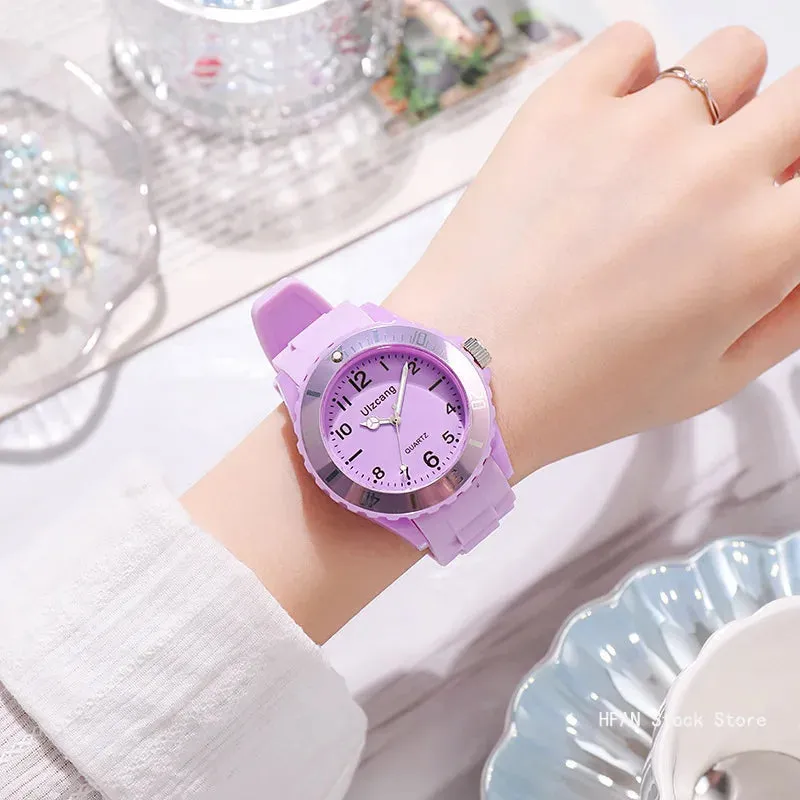 Candy Color Silicone Watches Couple Sports Waterproof Digital Wristwatch Fashion for Women Men