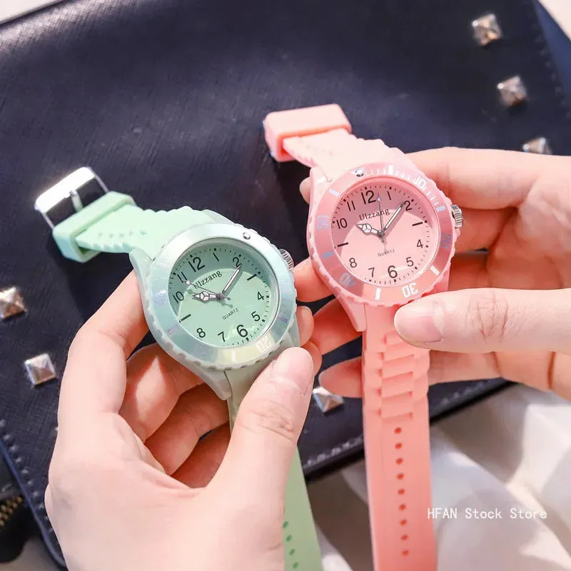 Candy Color Silicone Watches Couple Sports Waterproof Digital Wristwatch Fashion for Women Men