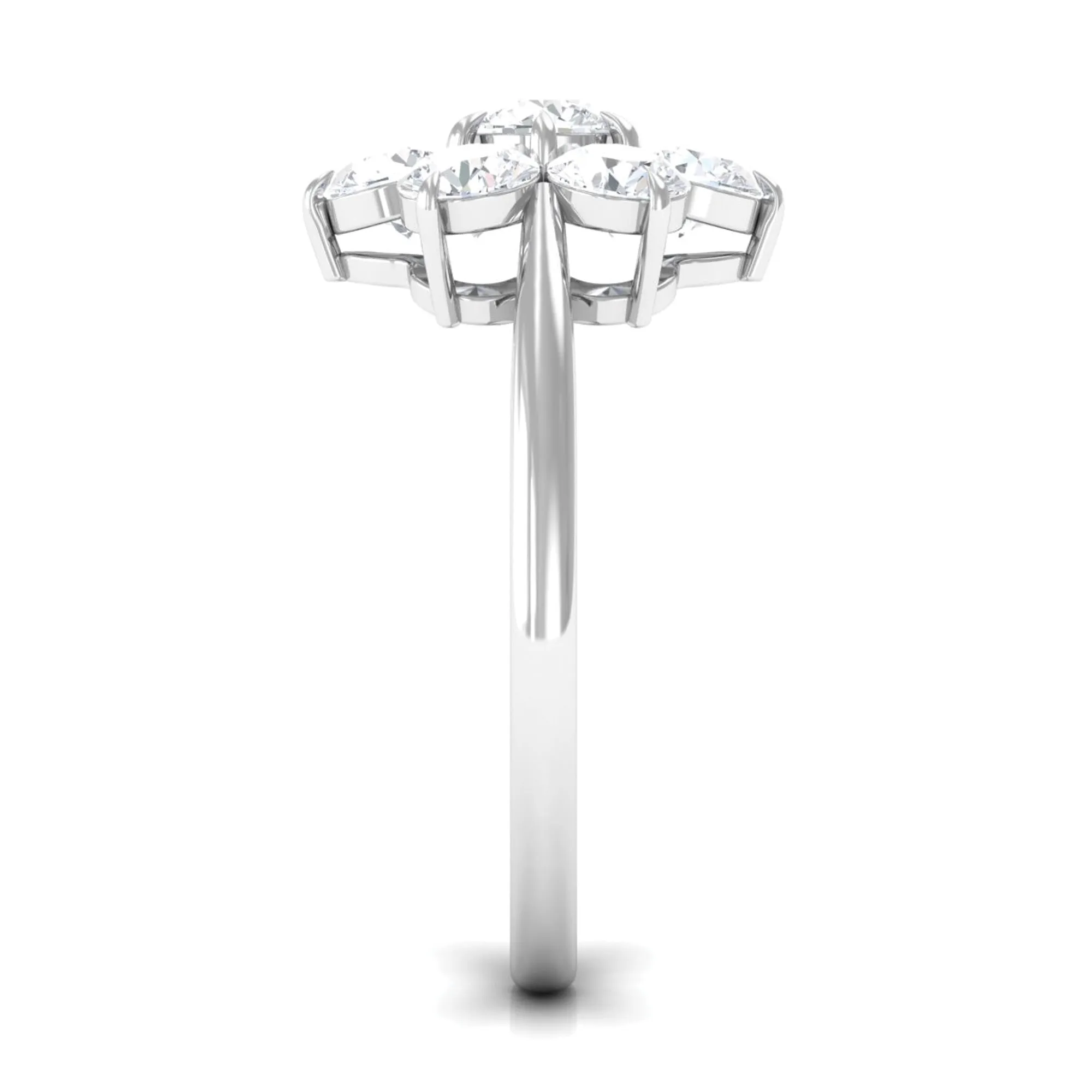 Certified Moissanite Cluster Flower Engagement Ring