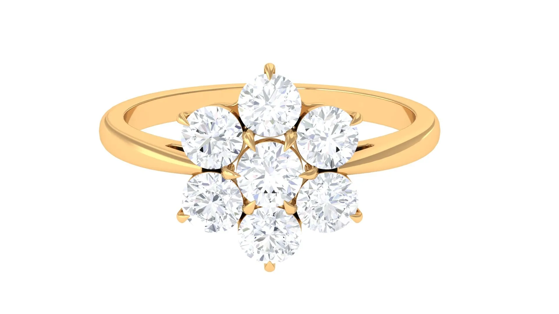 Certified Moissanite Cluster Flower Engagement Ring