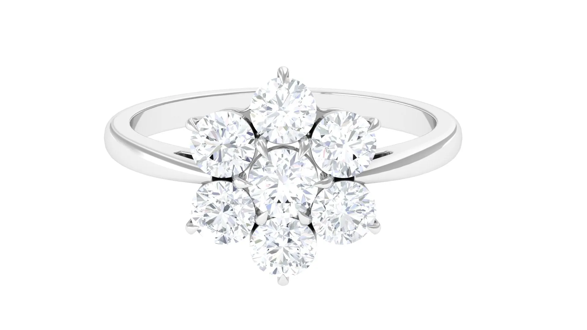 Certified Moissanite Cluster Flower Engagement Ring