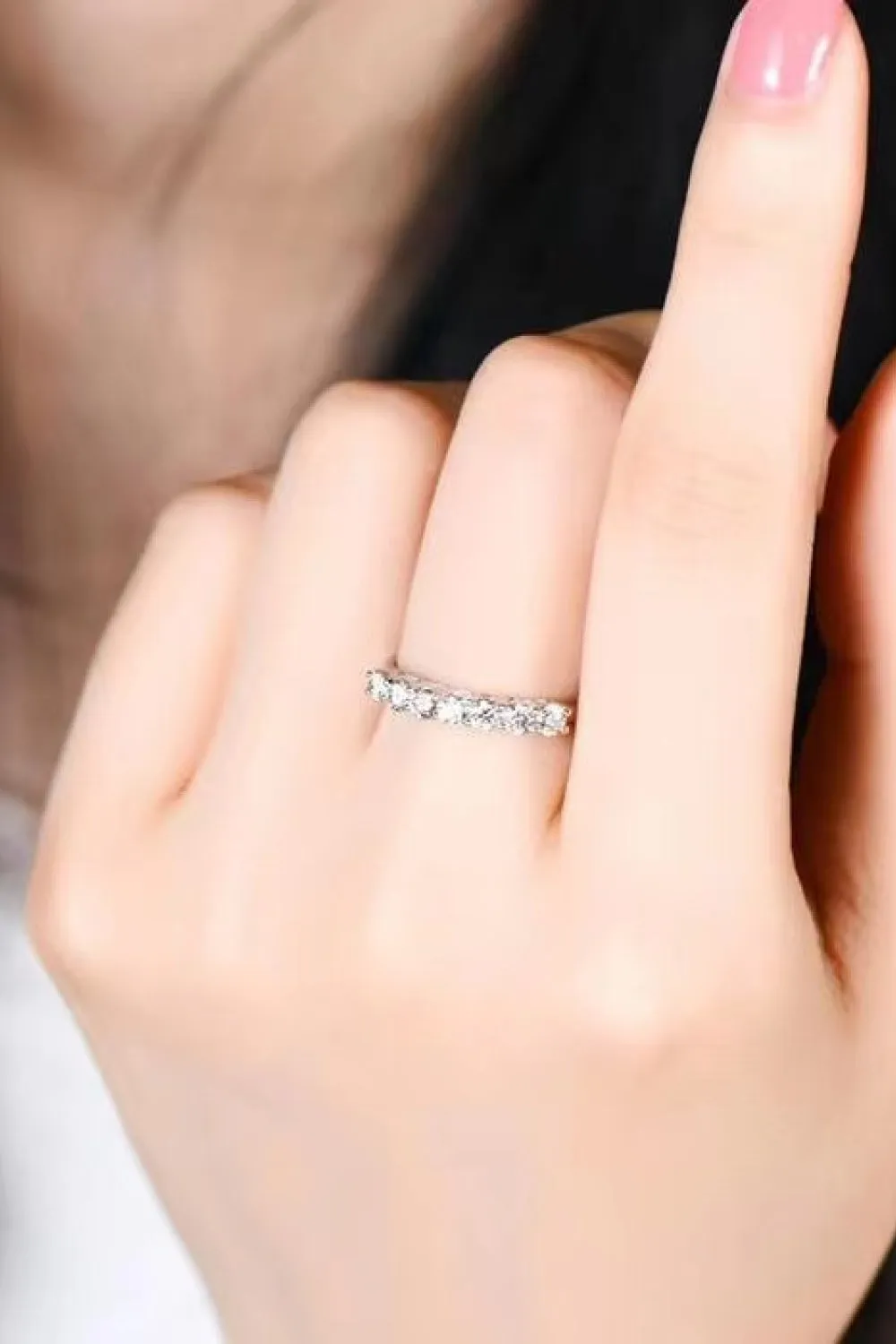 Charming Moissanite 925 Sterling Silver Band Ring