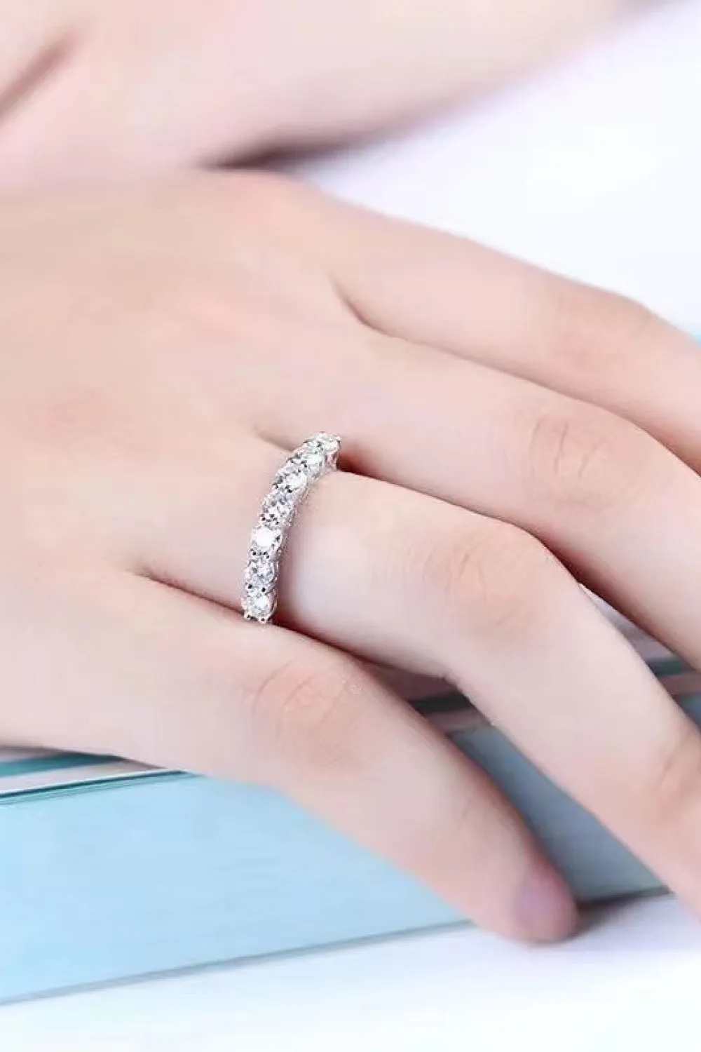 Charming Moissanite 925 Sterling Silver Band Ring