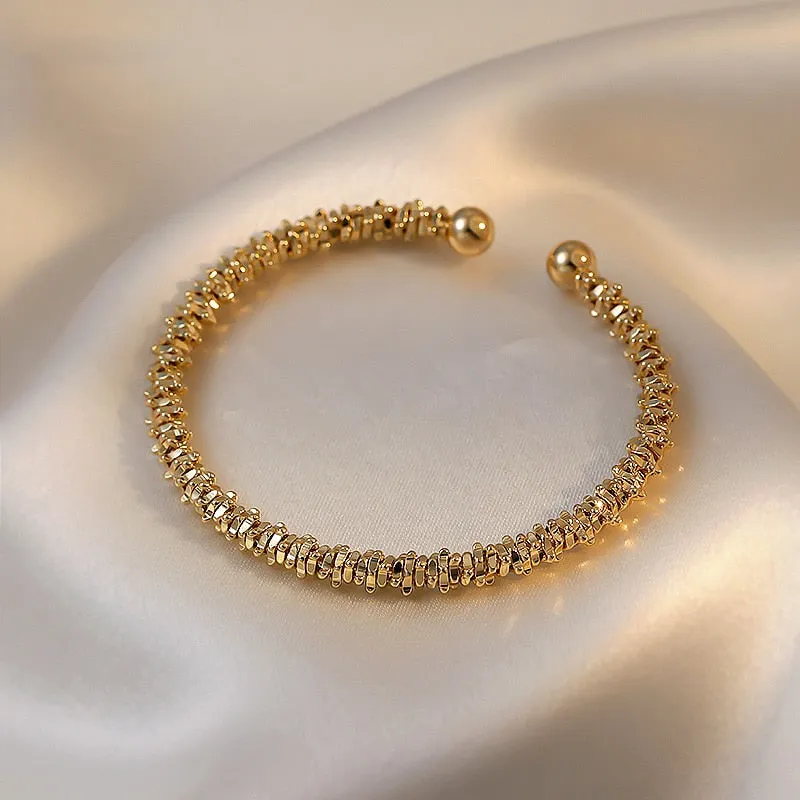 Classic Simple Copper Alloy Gold Color Jewelry Bracelets