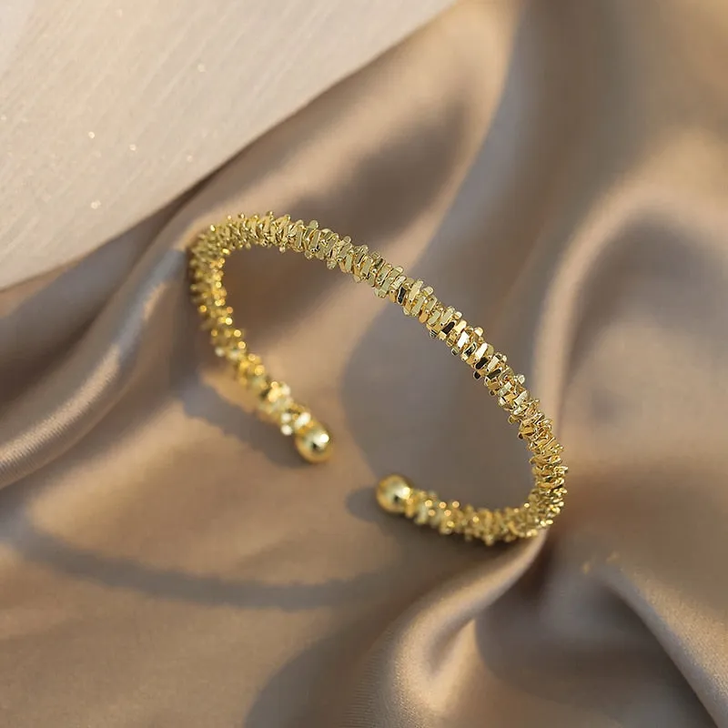 Classic Simple Copper Alloy Gold Color Jewelry Bracelets