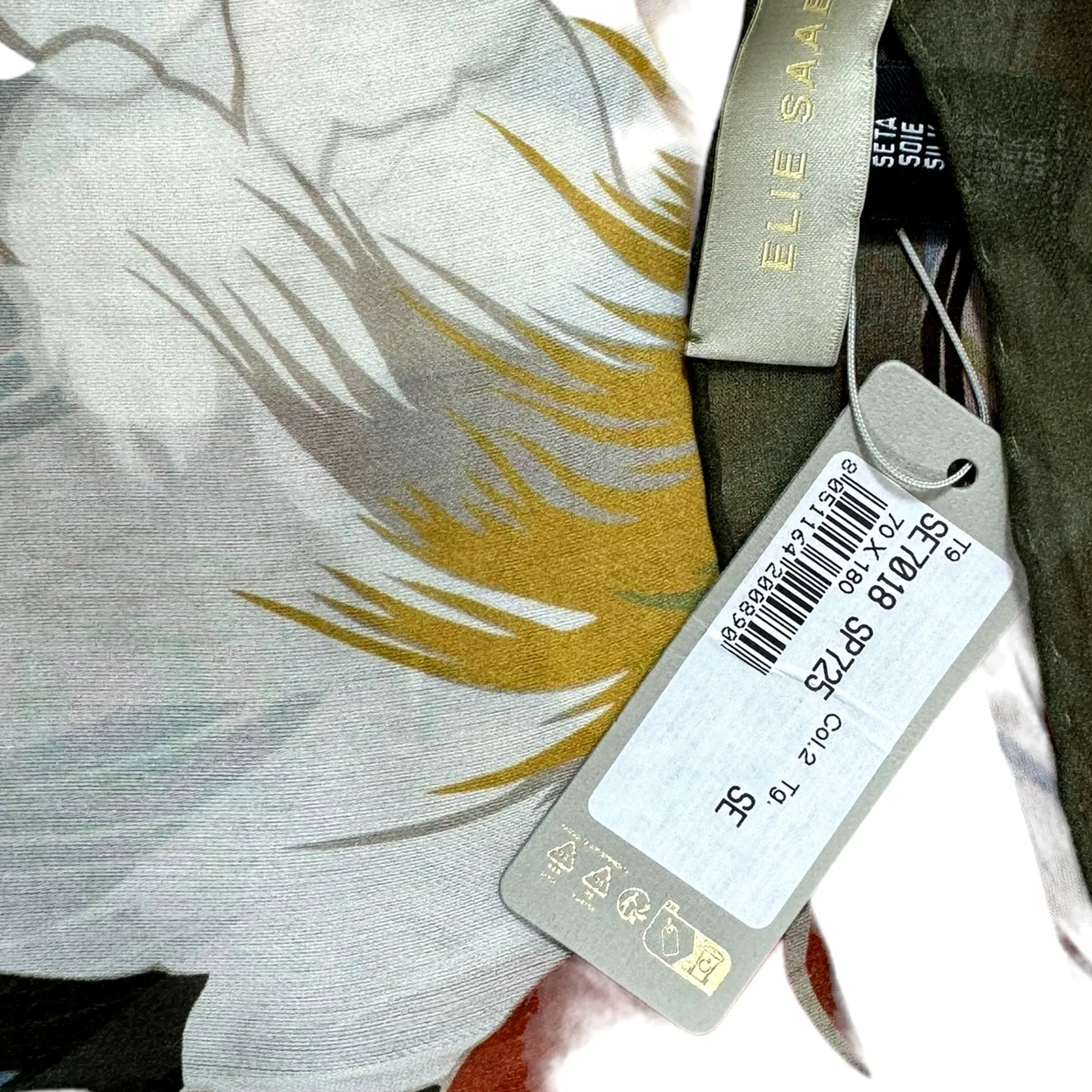 Elie Saab Scarf Forest Green Floral - Chiffon Silk Shawl