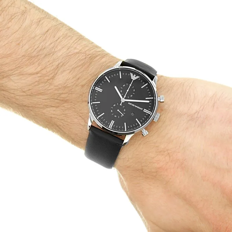 Emporio Armani Black Leather Men's Watch AR0397