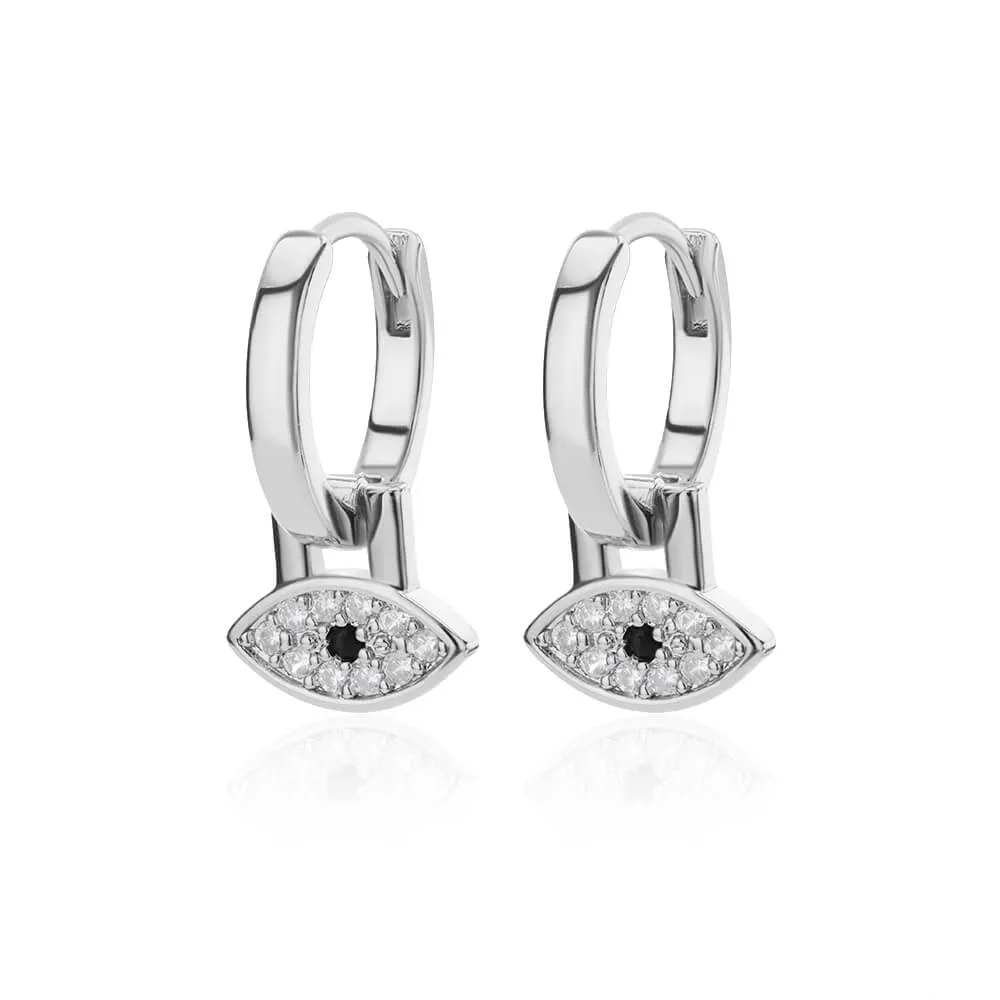 Evil Eyes Gold Color Hoop Earrings Set Metal Dangle Copper Zircon Earring