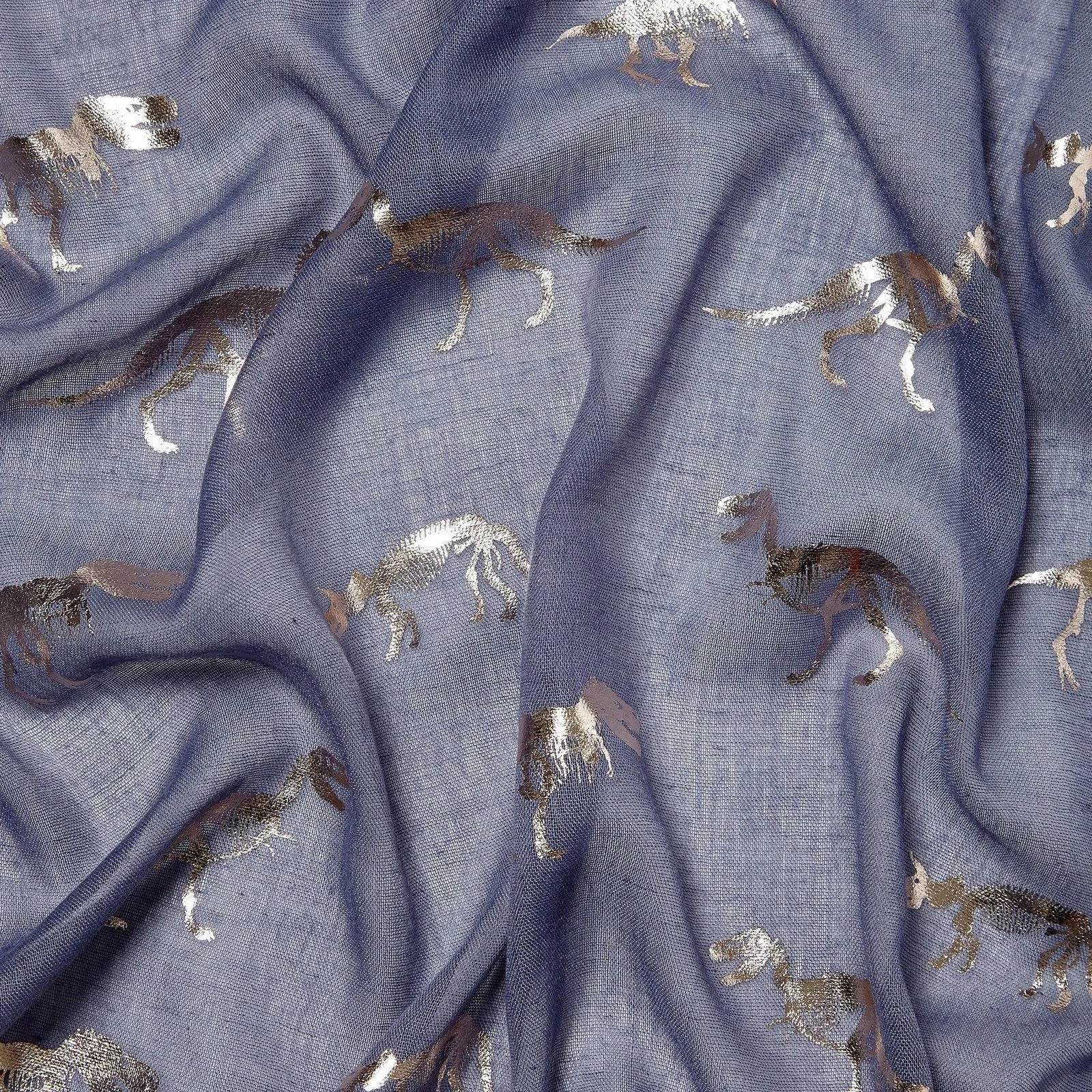Foiled Dinosaur Scarf - Rose Gold and Blue