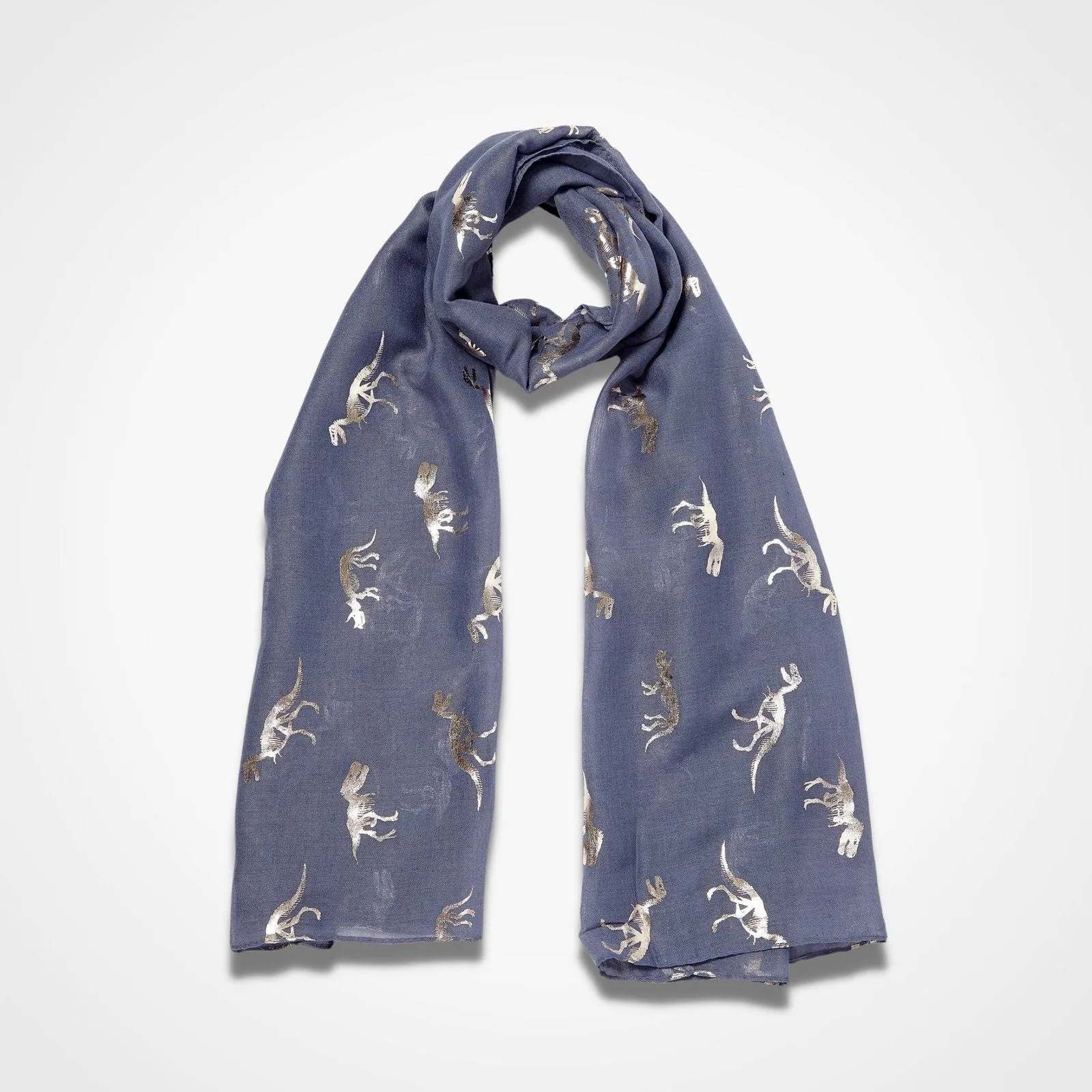 Foiled Dinosaur Scarf - Rose Gold and Blue