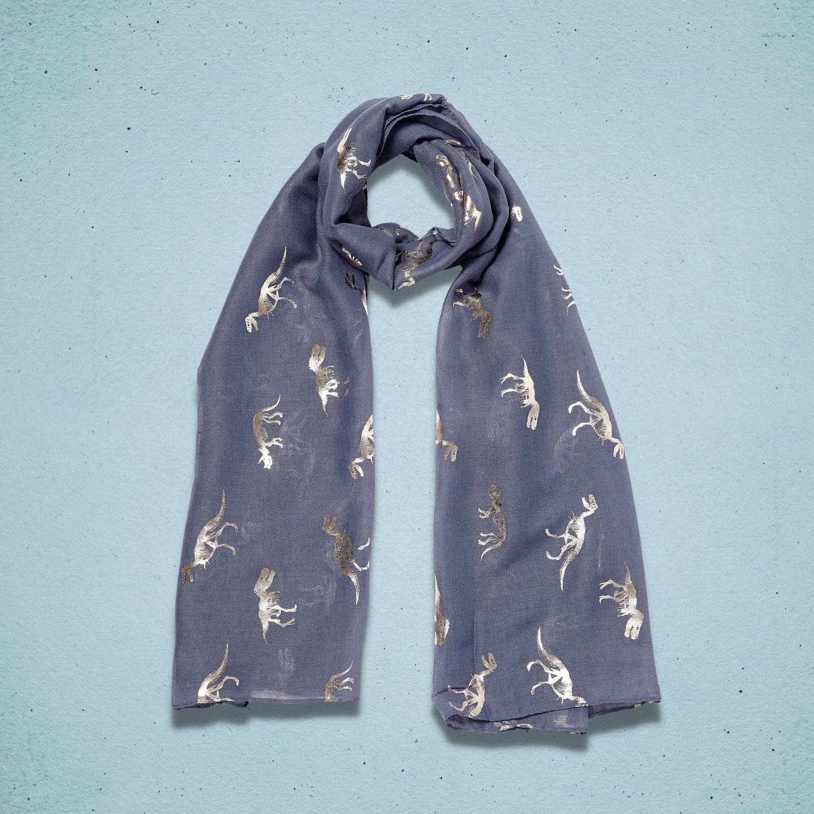 Foiled Dinosaur Scarf - Rose Gold and Blue