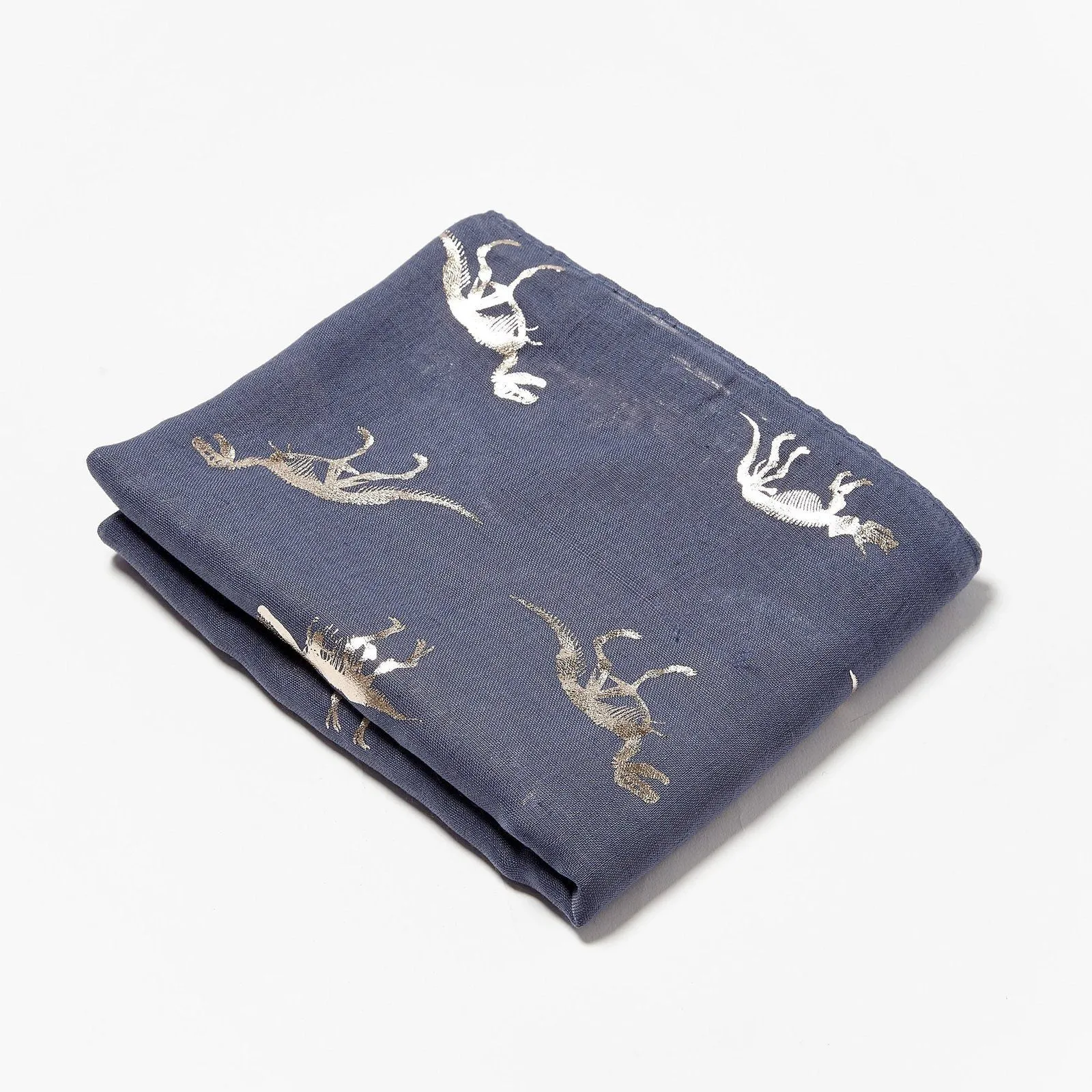 Foiled Dinosaur Scarf - Rose Gold and Blue