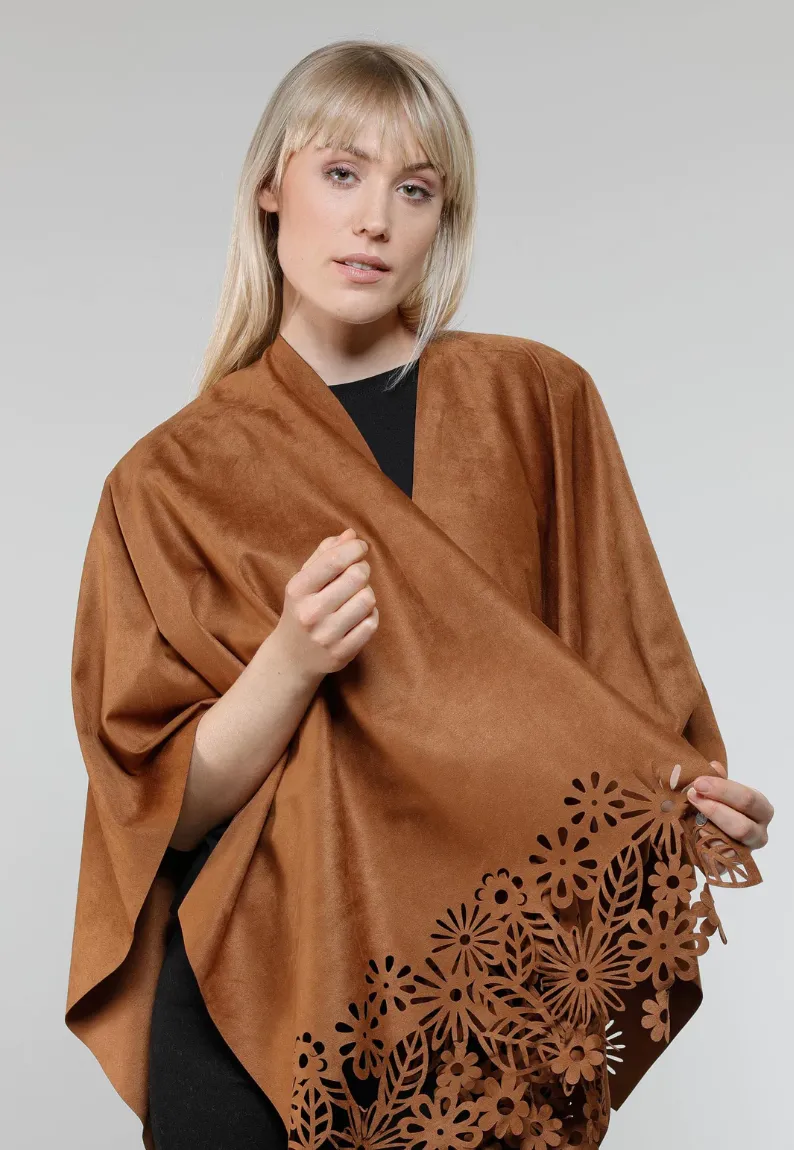 Fraas shawl 631008, floral cutout ruana