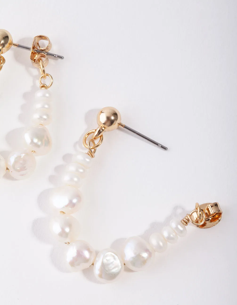 Gold Plated Pearl Hoop Earrings