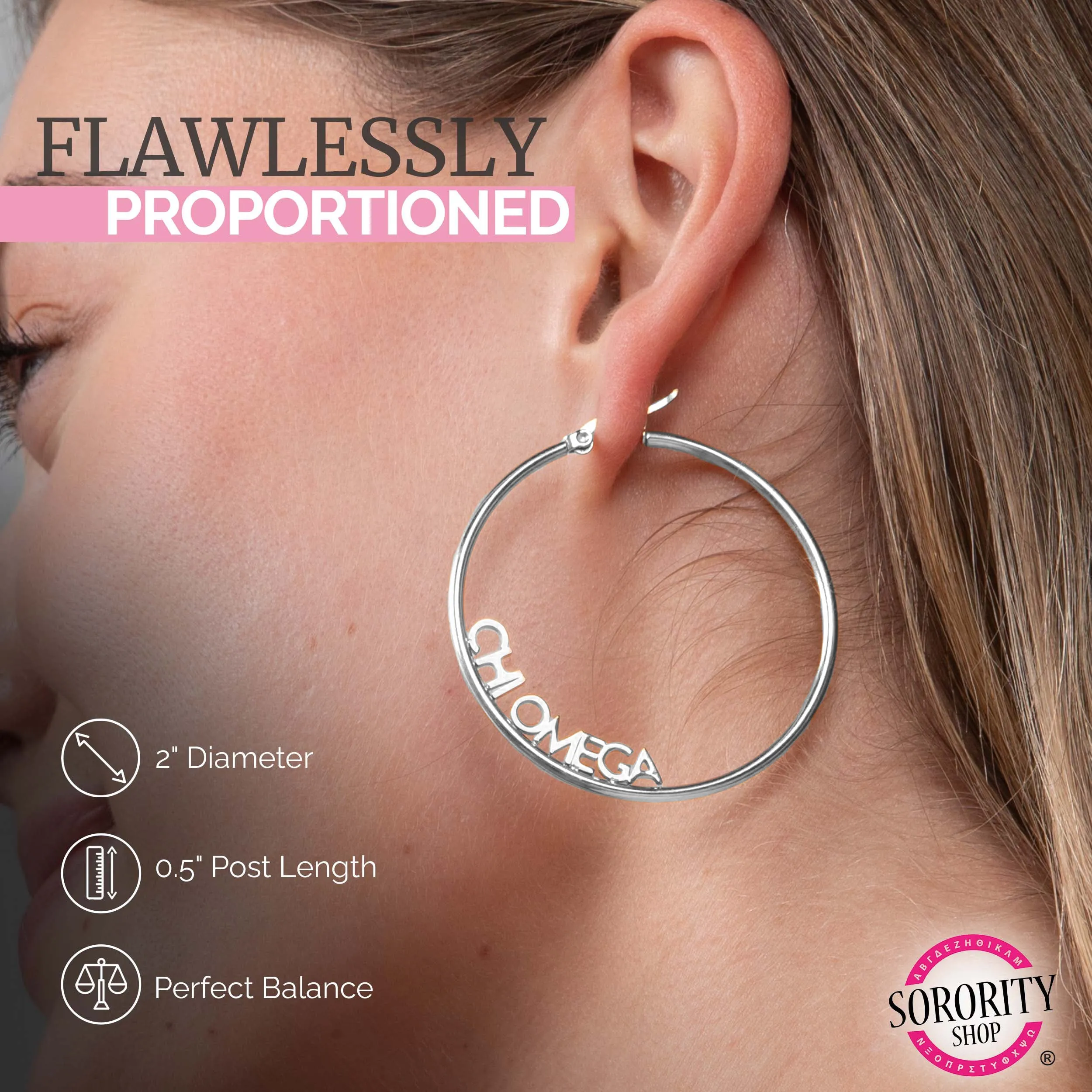 Kappa Kappa Psi Silver Hoop Earrings- Name Design