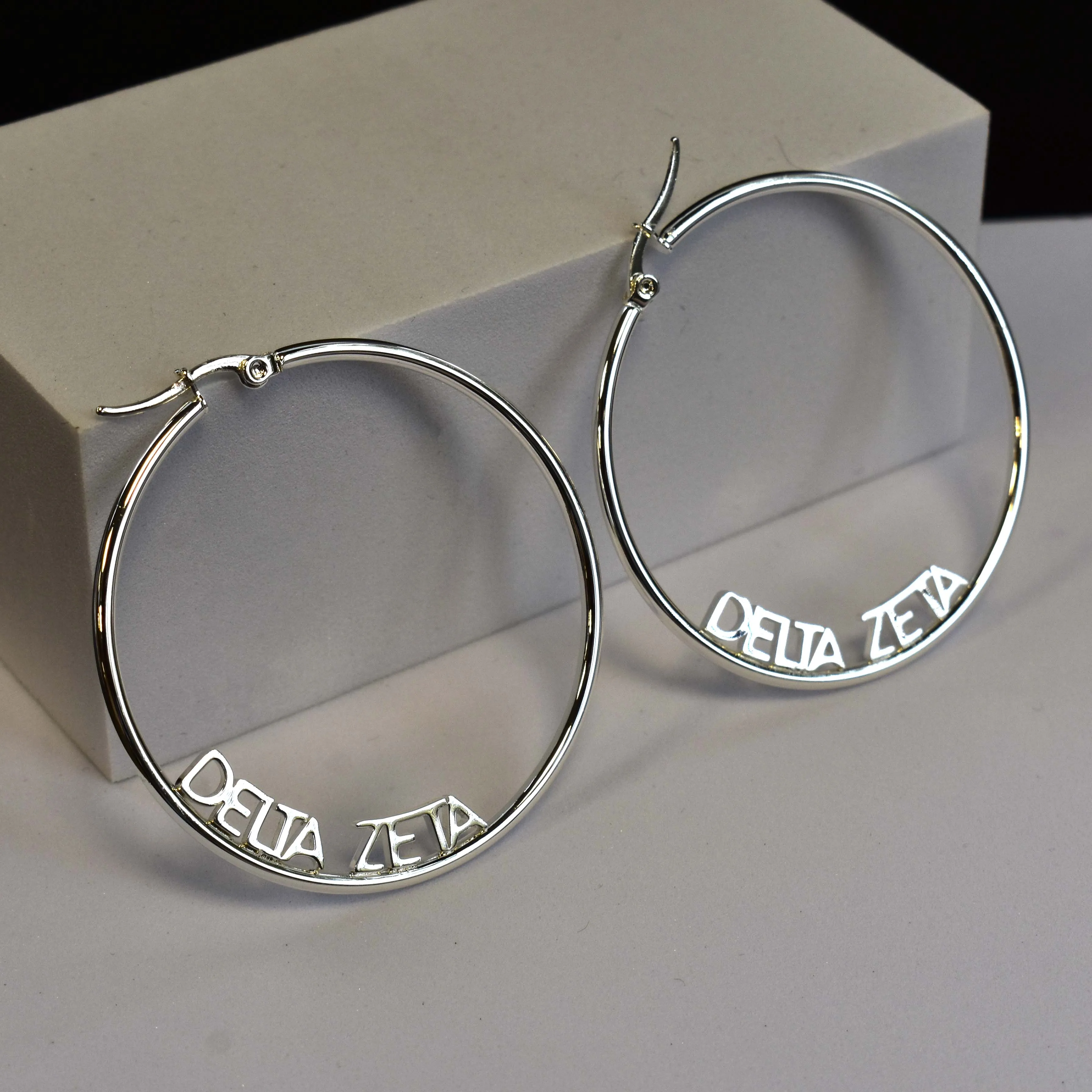 Kappa Kappa Psi Silver Hoop Earrings- Name Design