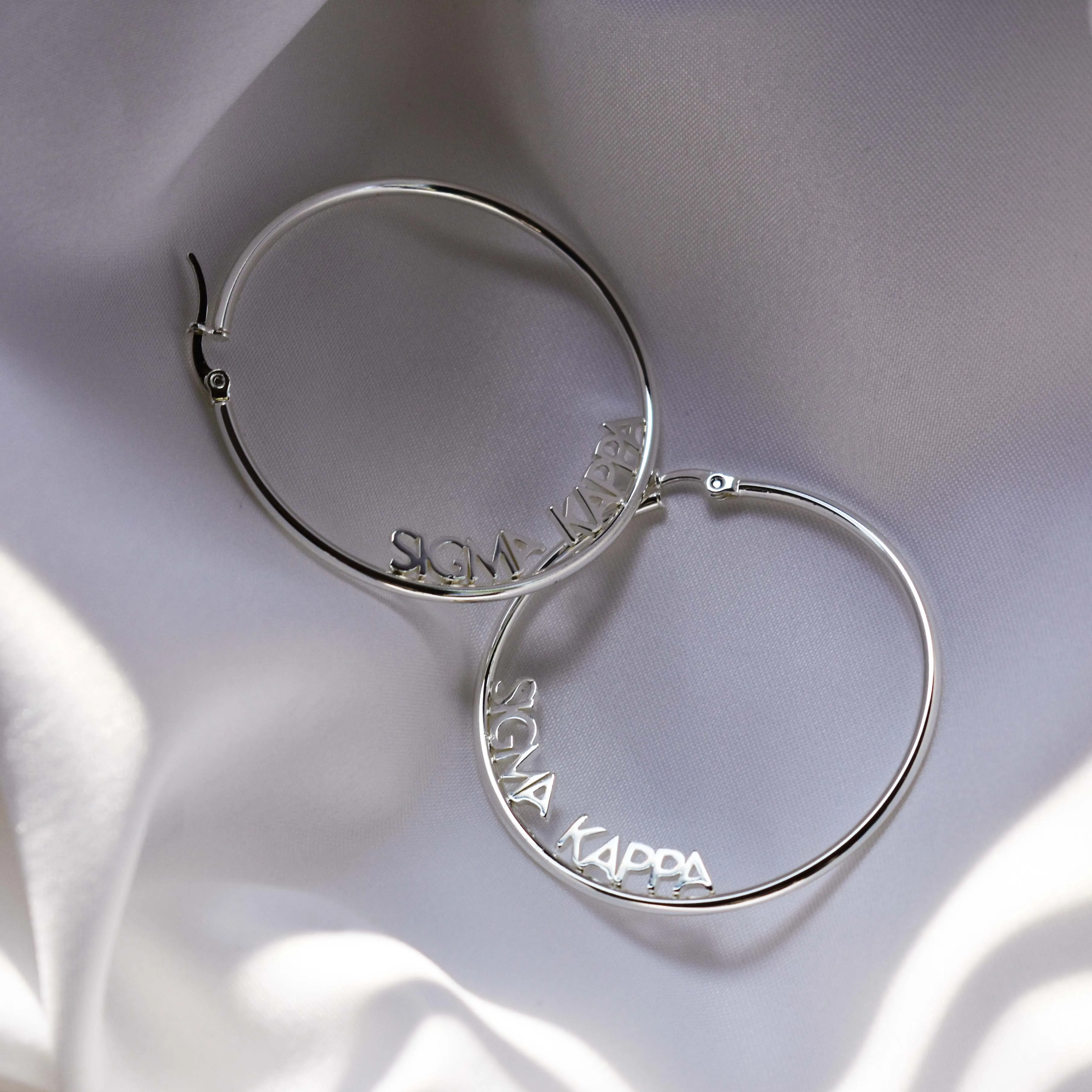 Kappa Kappa Psi Silver Hoop Earrings- Name Design