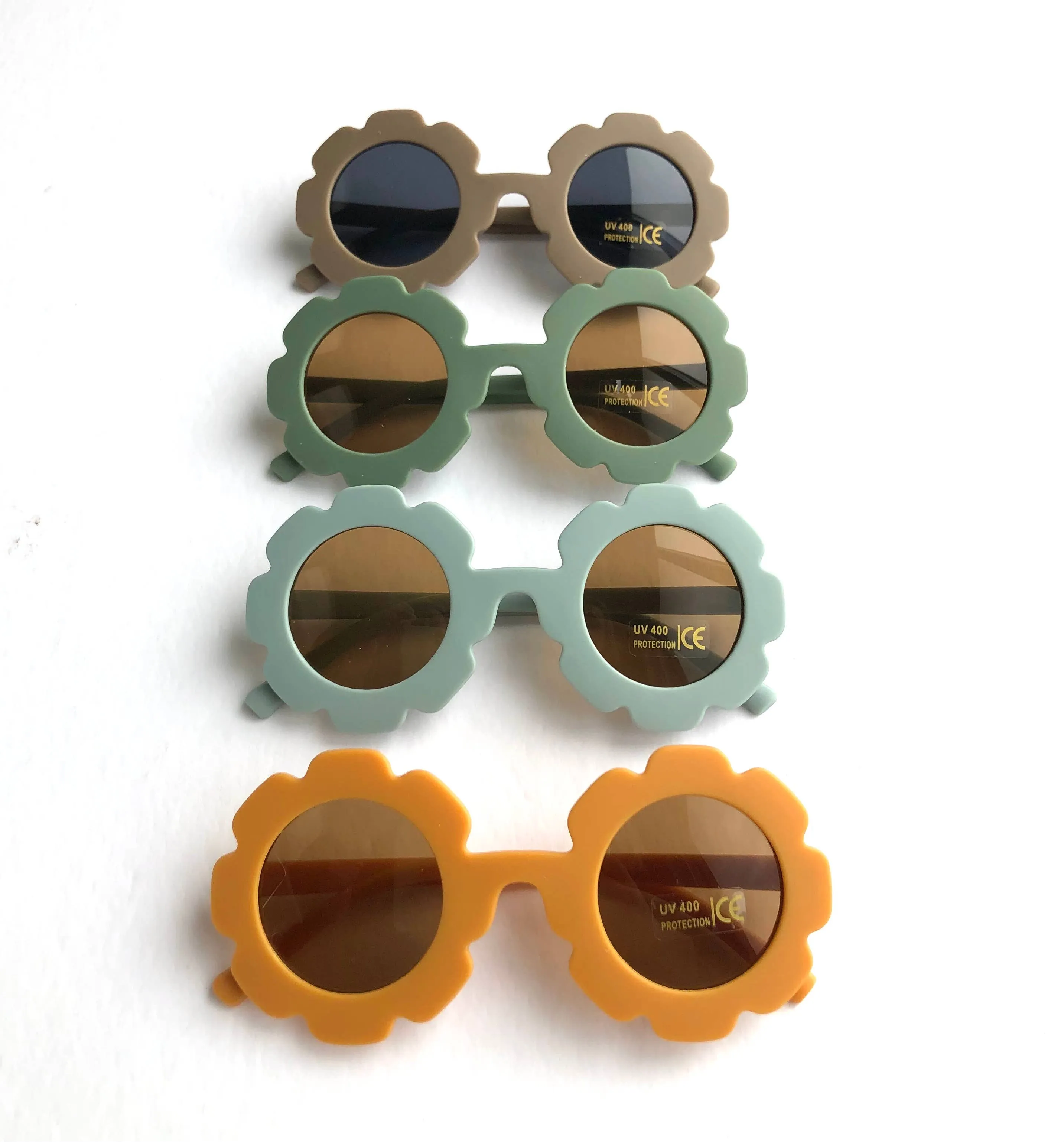Kids sunglasses sunflower shape - matt pastel finish: Mustard