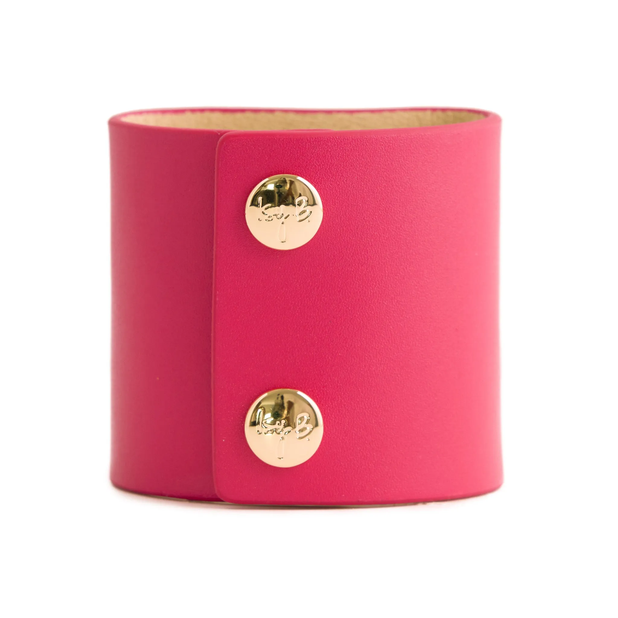 Loved Cuff - Pink Ruby Leather with Yellow Agate