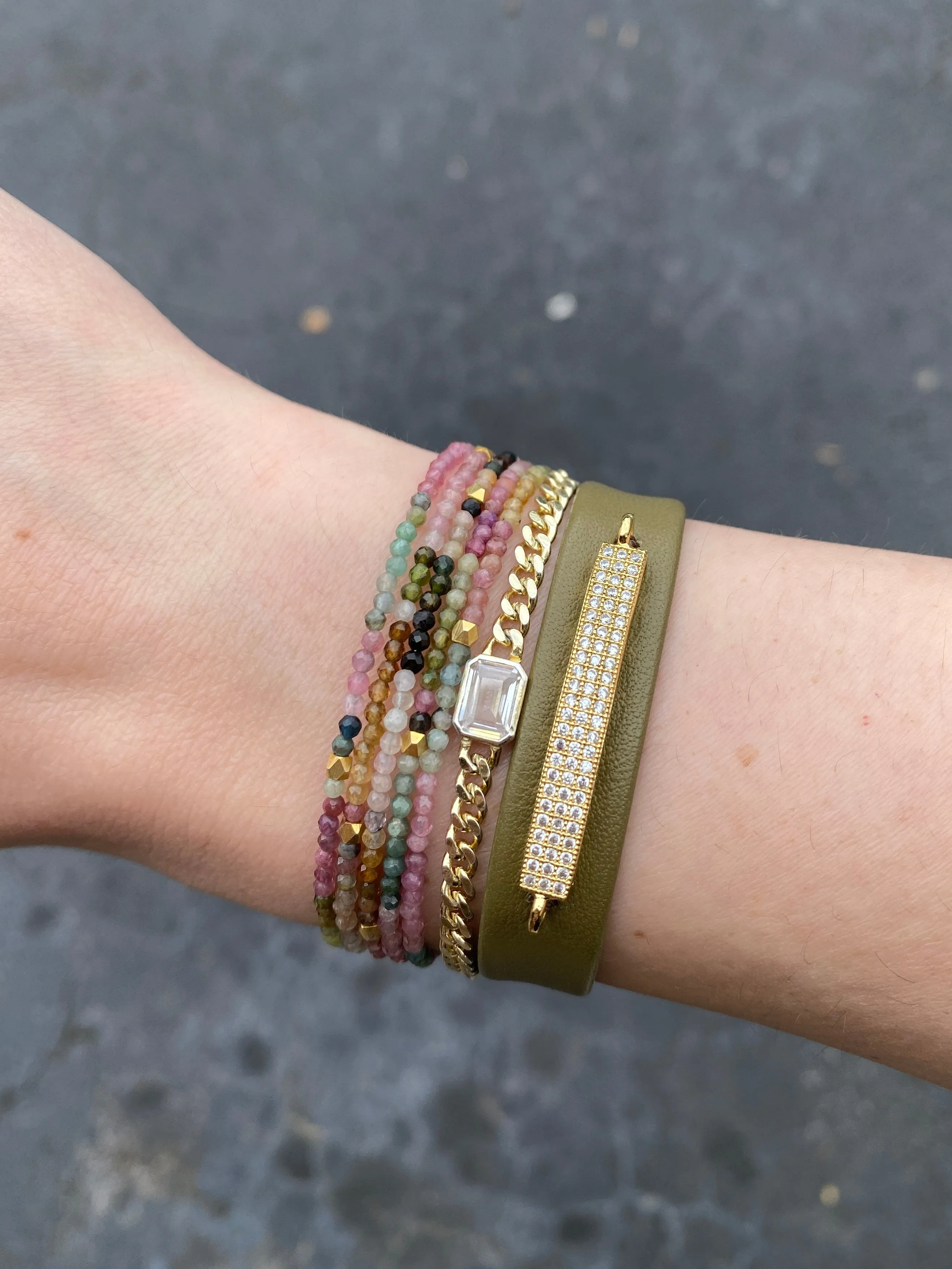 Micro Pave Leather Bracelet