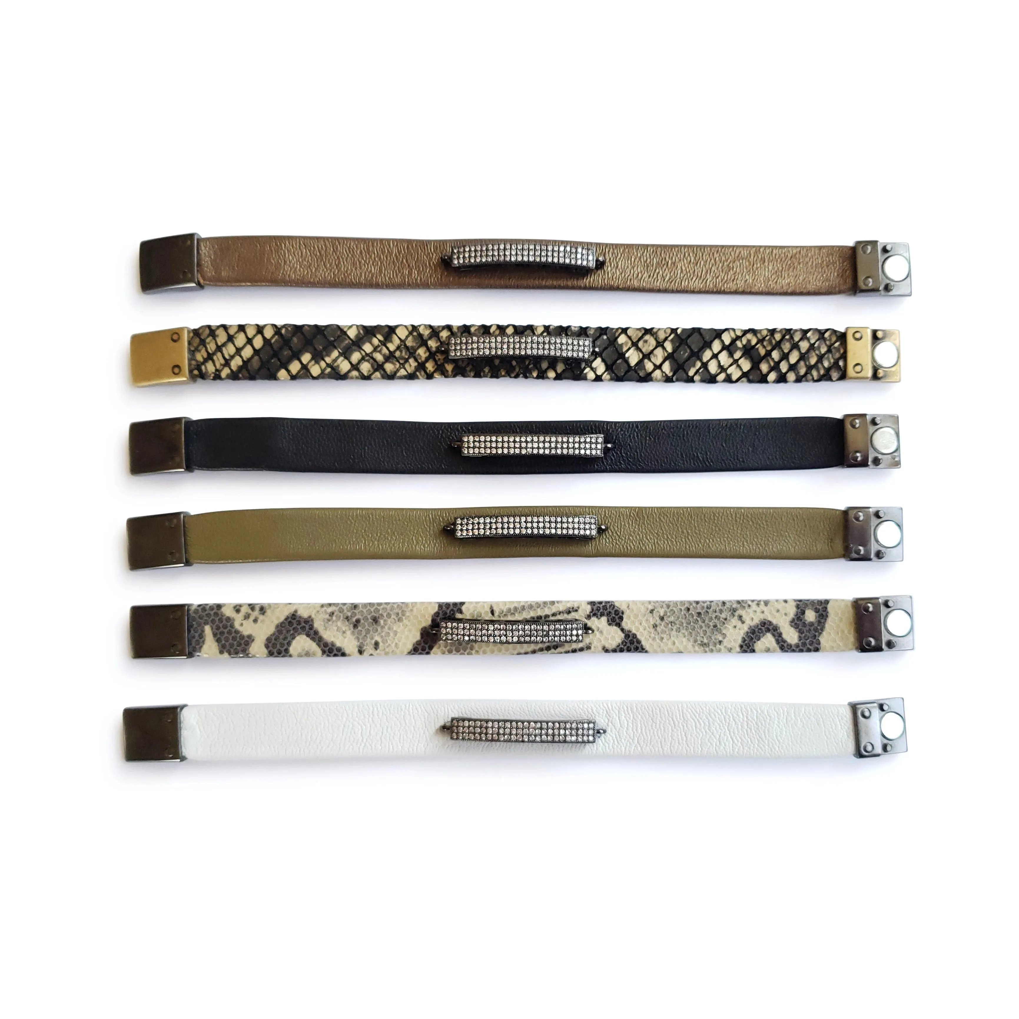 Micro Pave Leather Bracelet