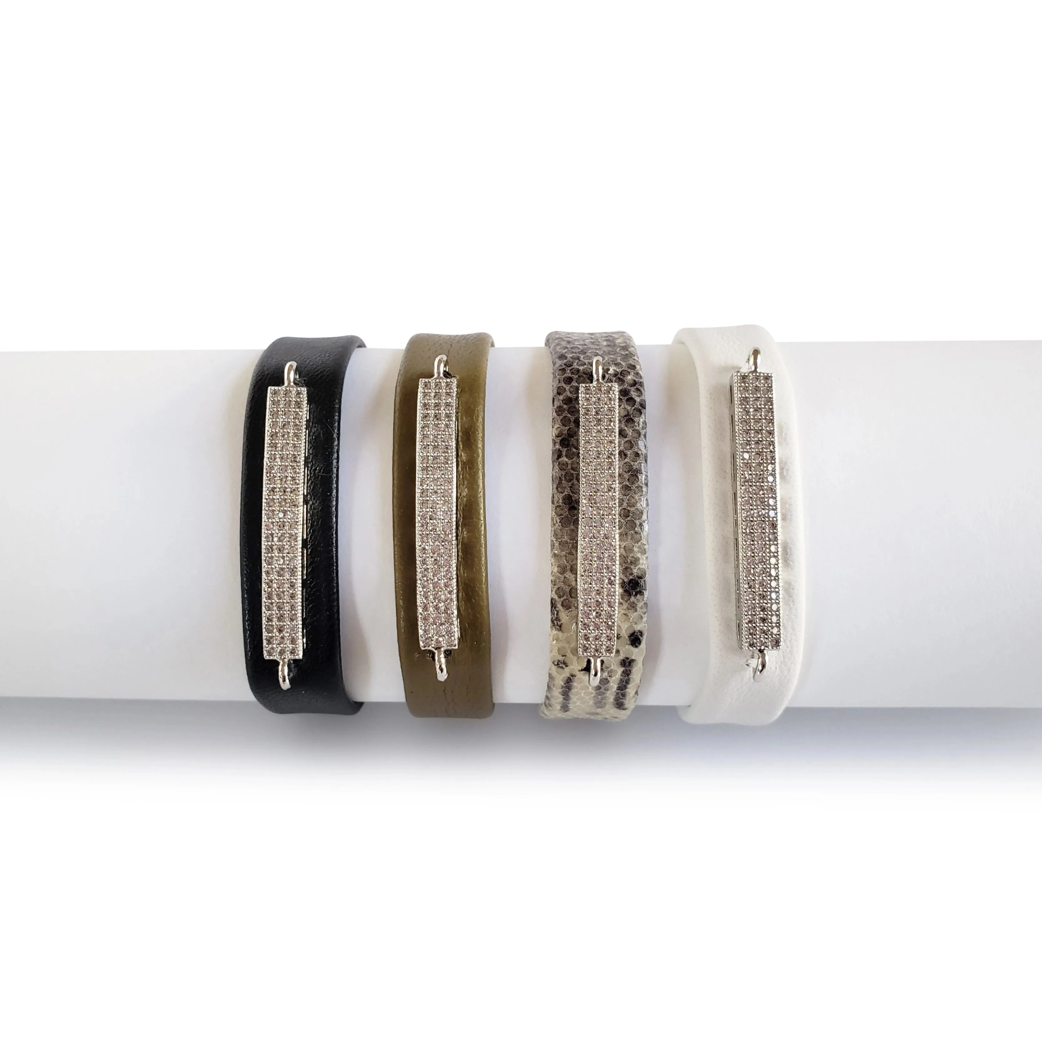 Micro Pave Leather Bracelet