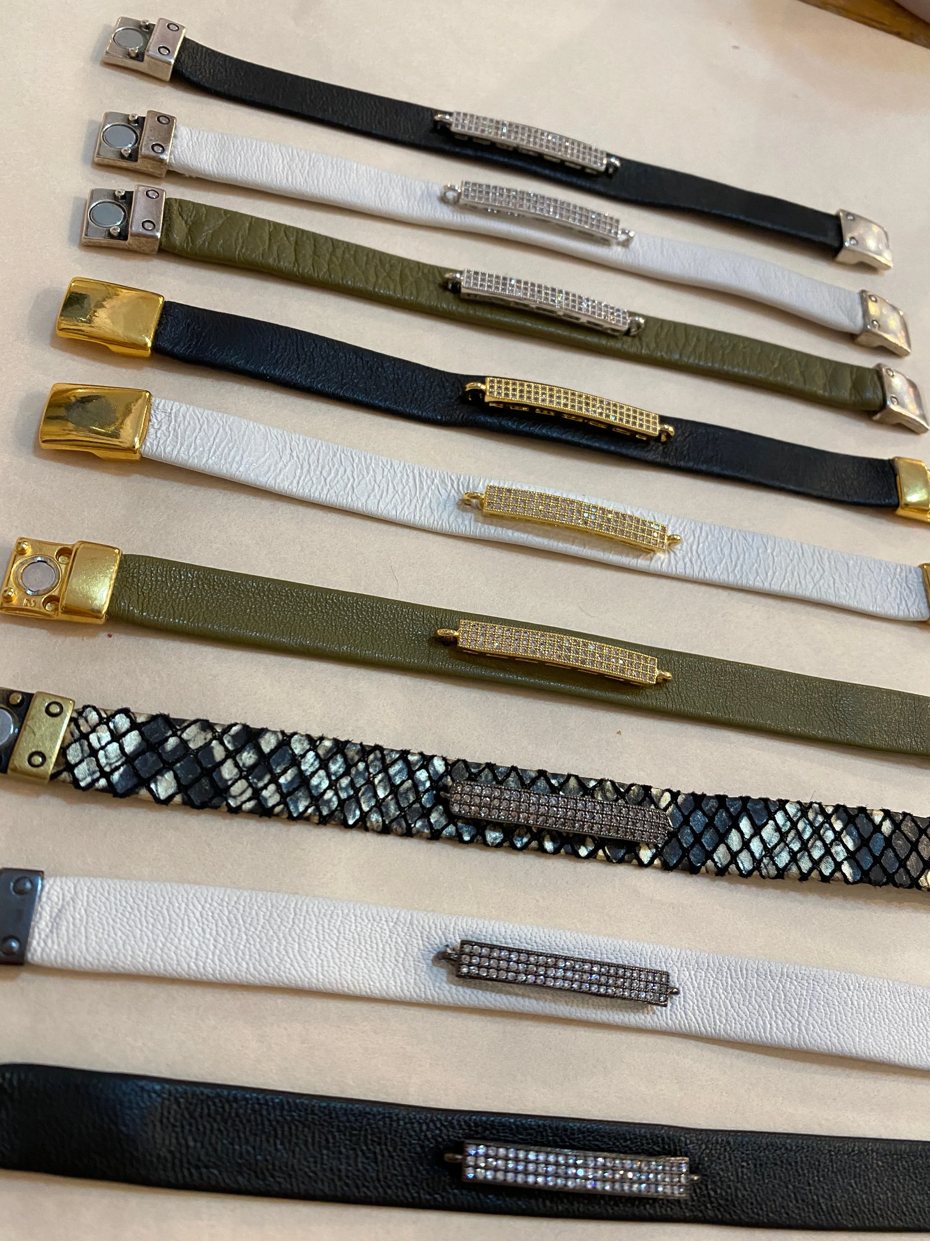 Micro Pave Leather Bracelet