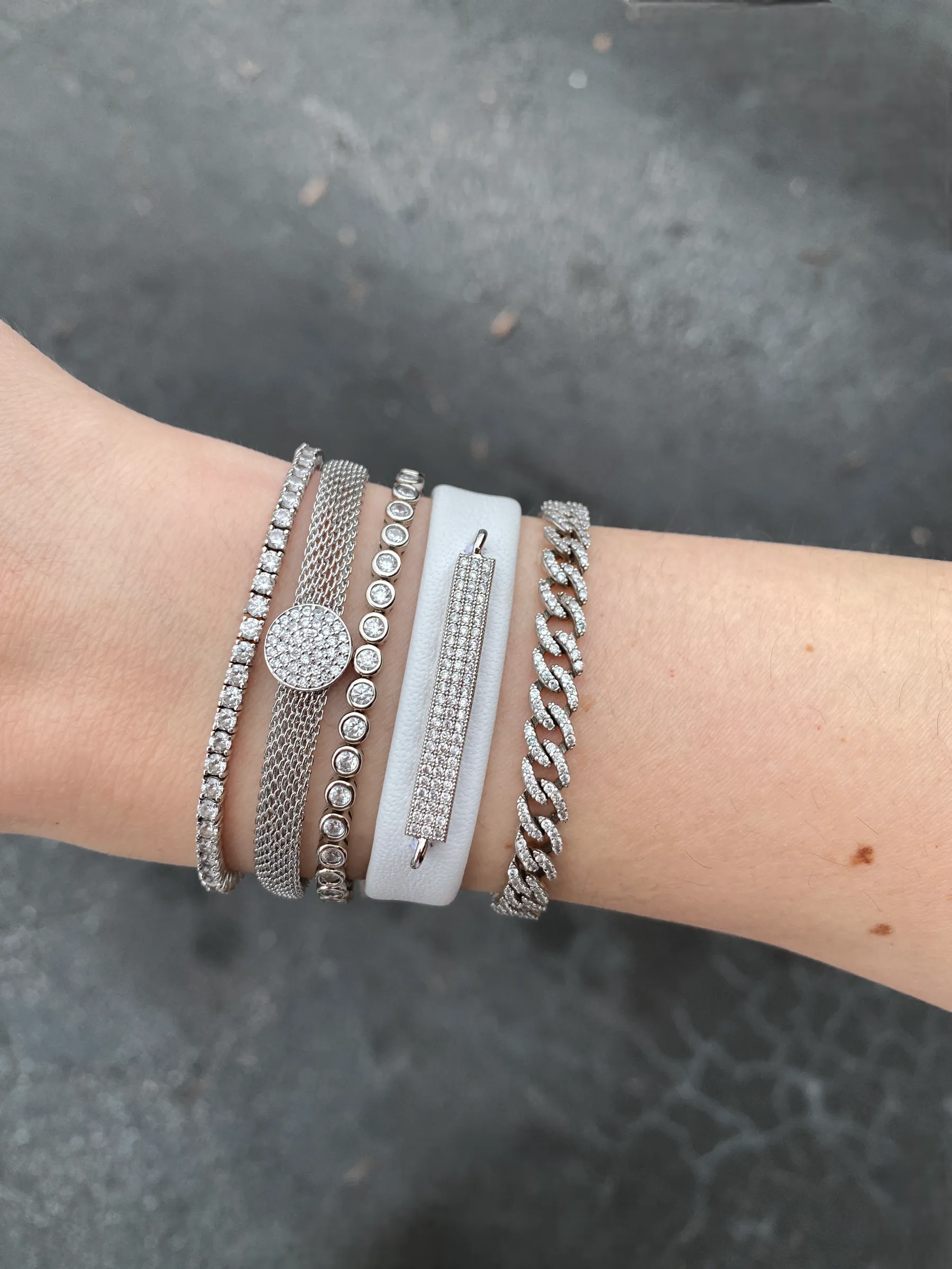 Micro Pave Leather Bracelet