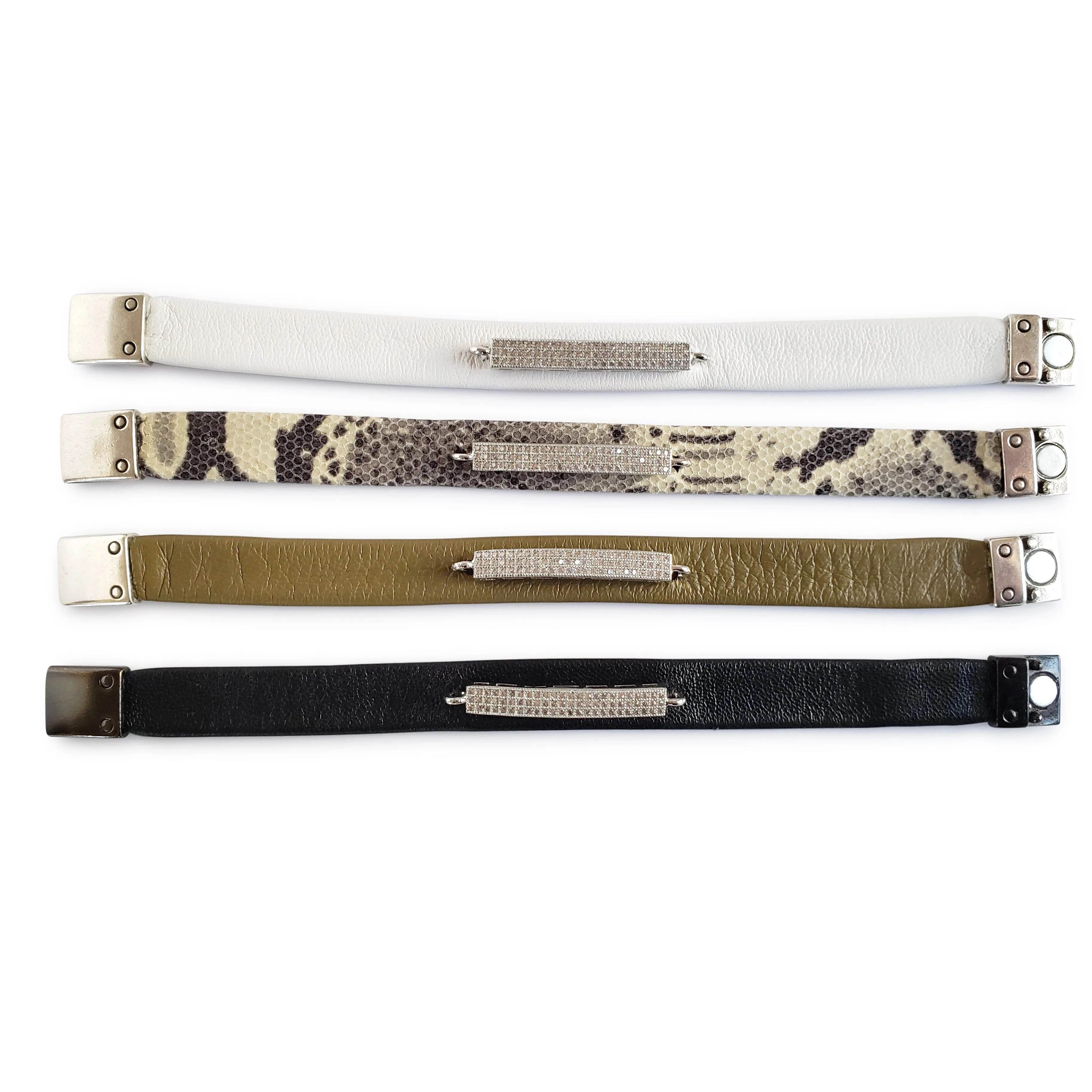 Micro Pave Leather Bracelet