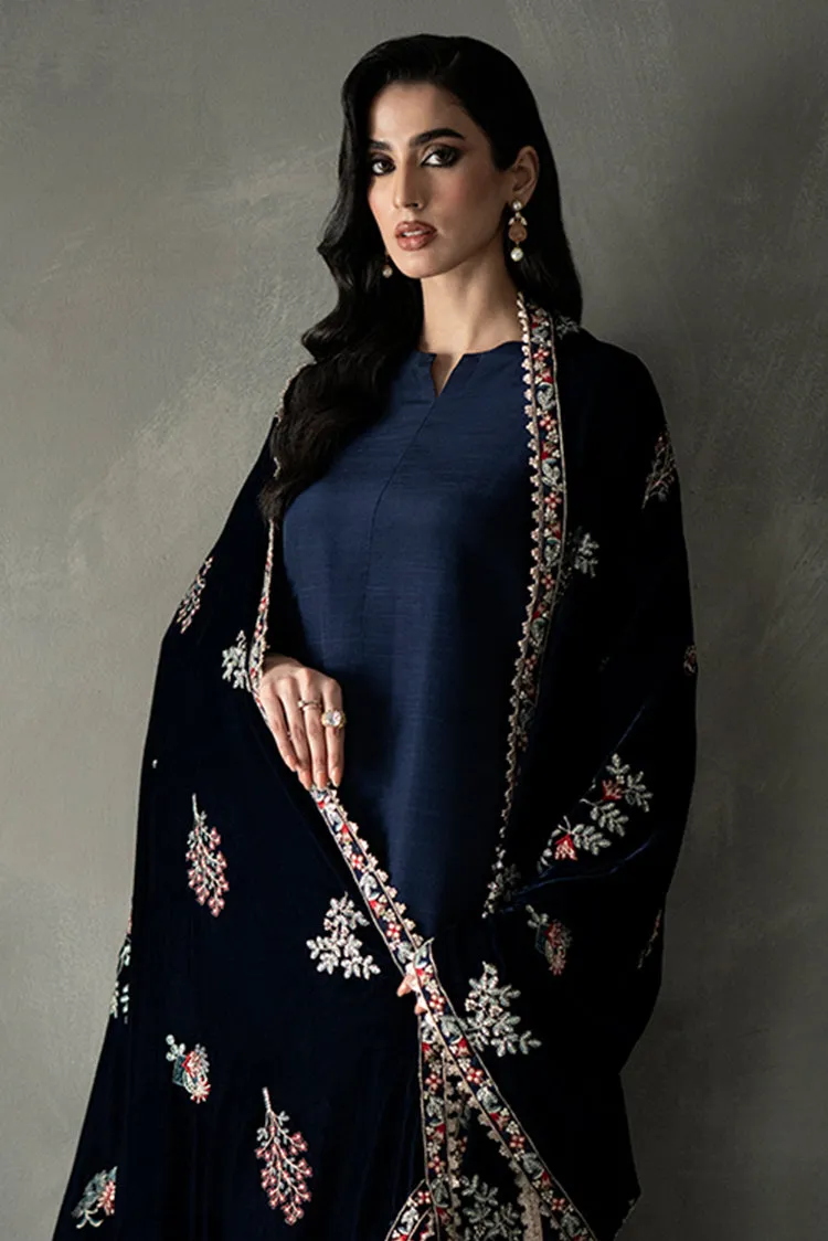 Navy Blue Velvet Shawl