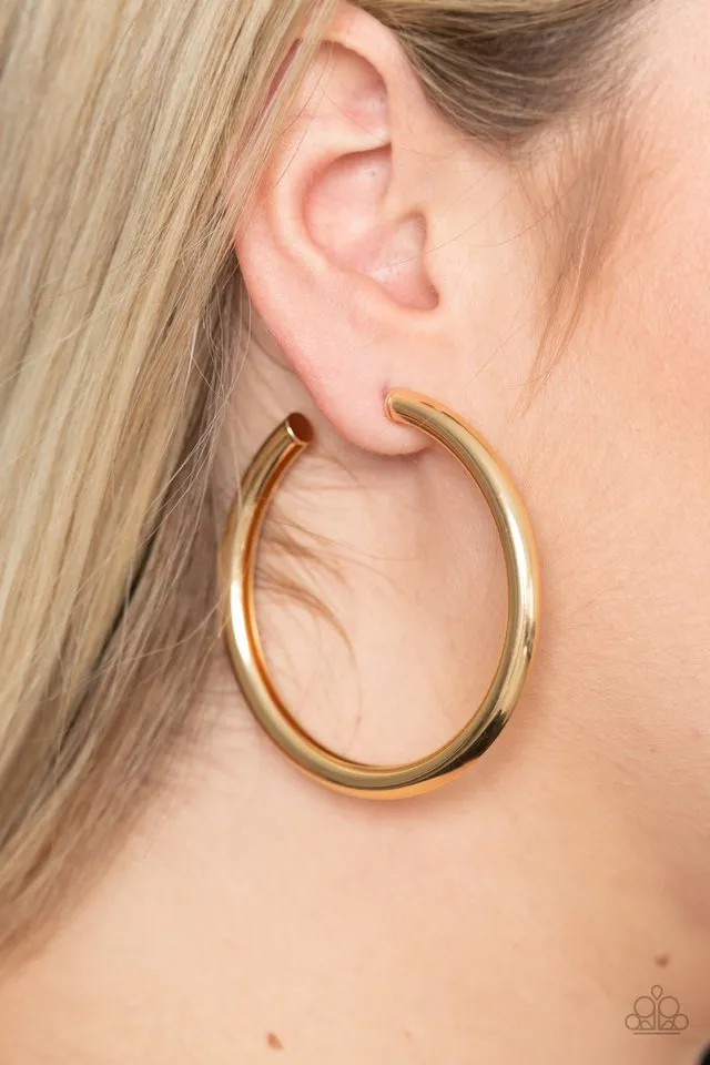 Paparazzi Earring ~ Curve Ball - Gold