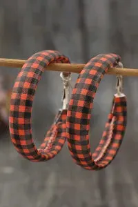 Red Buffalo Plaid Print Earrings